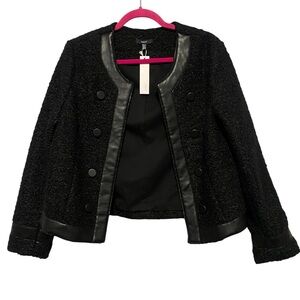 DREW Audrey Textured Black Faux Leather Jacket Large NWT